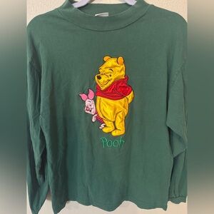 Vintage Winnie The Pooh green long sleeve Pooh and Piglet crew neck shirt size M